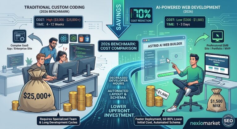 How AI Reduces Web Development Costs by 70 Percent in 2026 Comparison Infographic