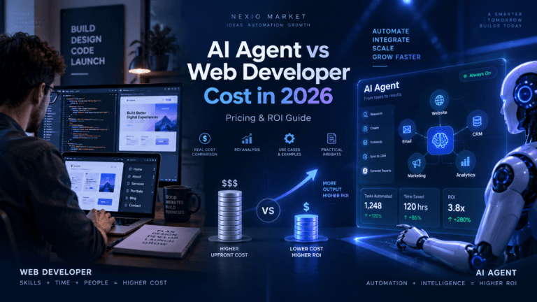 AI Agent vs Web Developer Cost in 2026 - Pricing and ROI Guide comparison diagram